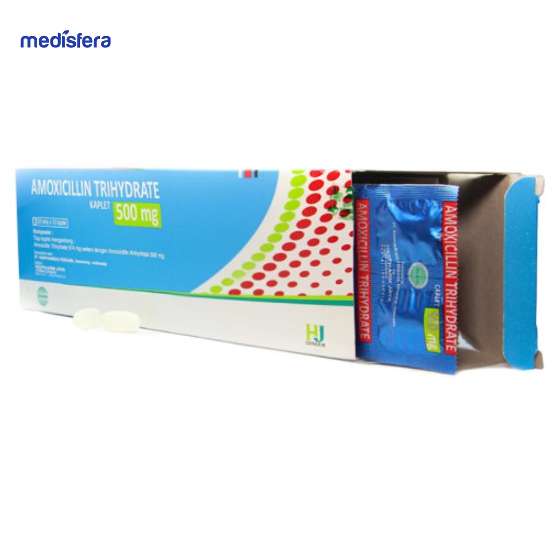 AMOXICILLIN HEXPHARM 500MG Caplet (1 box isi 20 strip @10 tablet)