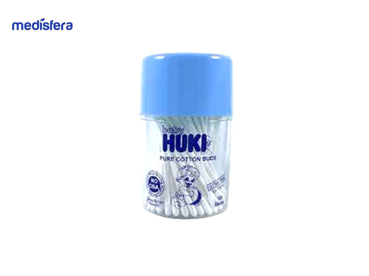 HUKI COTTON BUDS POT TUTUP BIRU